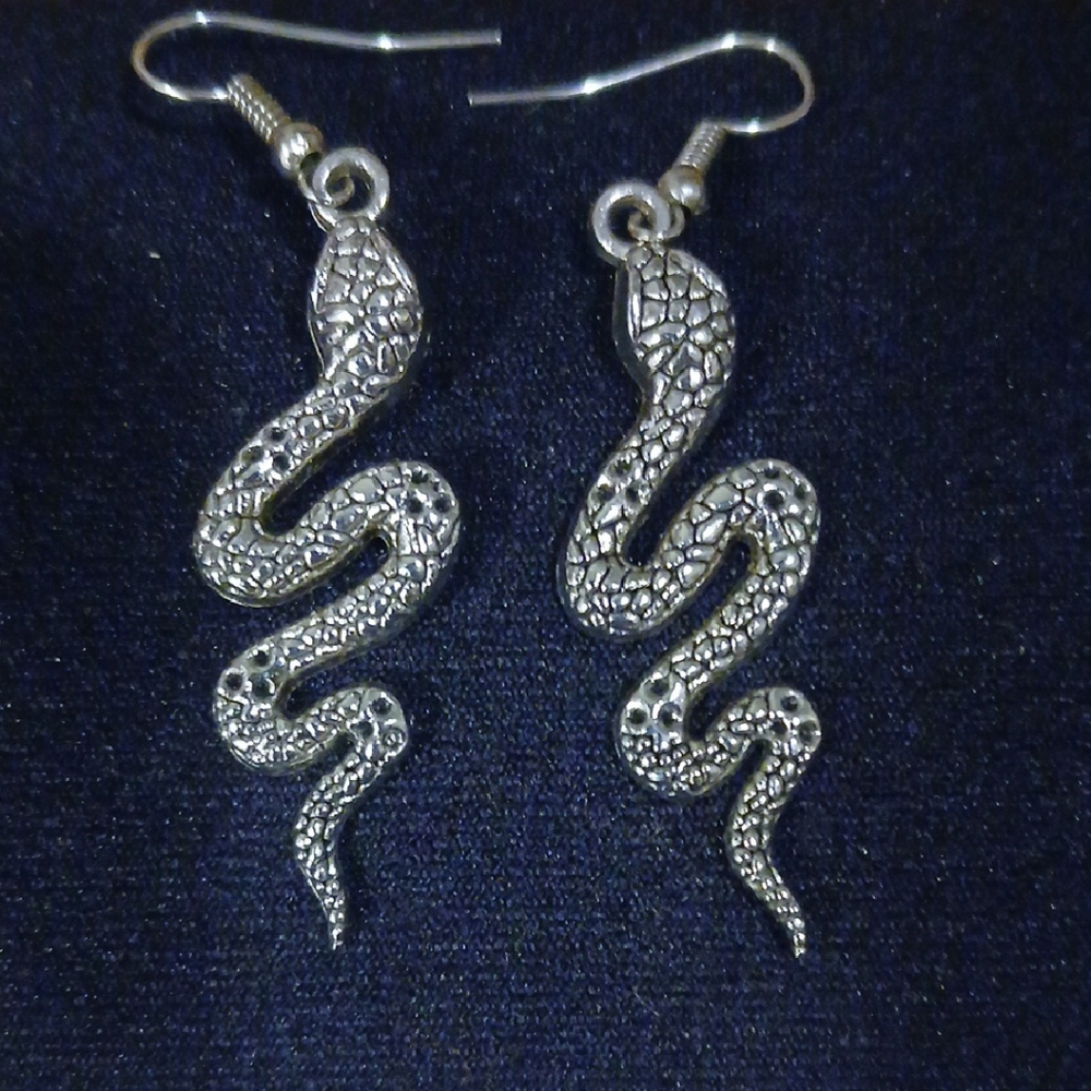 Silver Snake Earrings